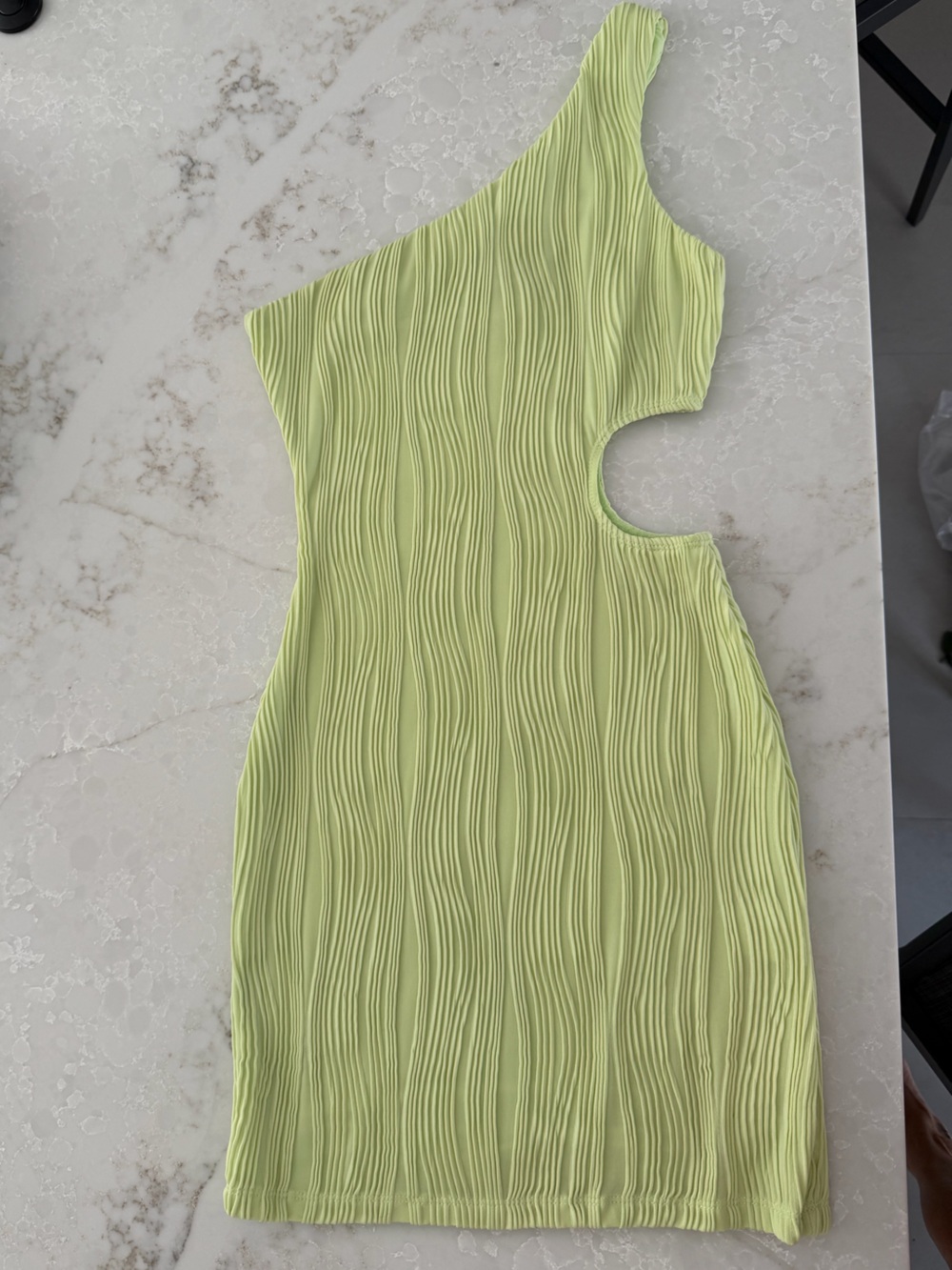 One-Shoulder Cutout Dress in Light Lime